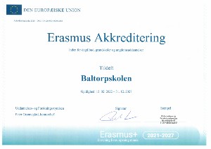 Erasmus Akkreditering bevis Baltorpskolen